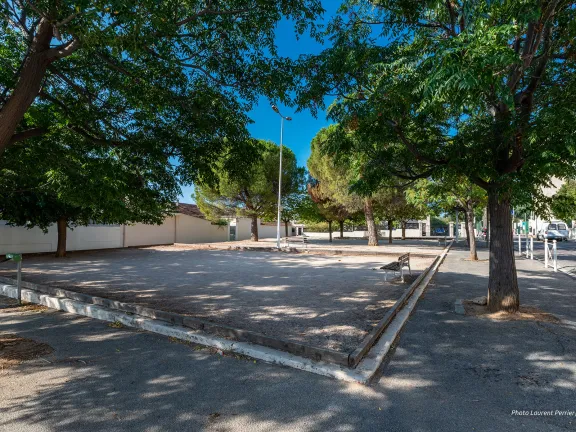 Boulodrome à l'ombre de grands arbres