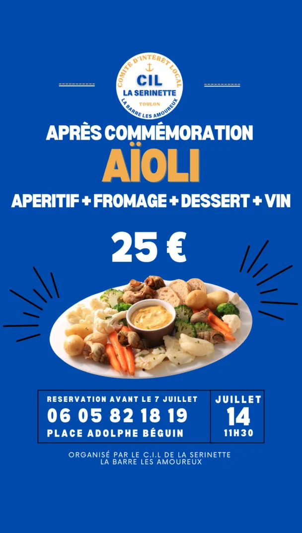 Affiche annonçant le repas après la commémoration du 14 juillet
