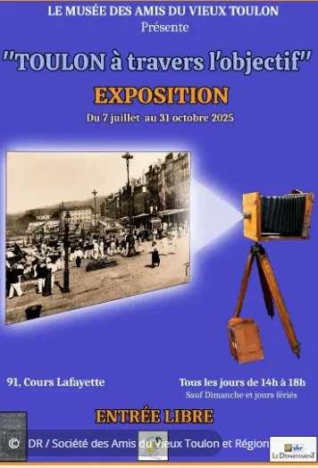 Affiche montrant une photo en noir et blanc de Toulon